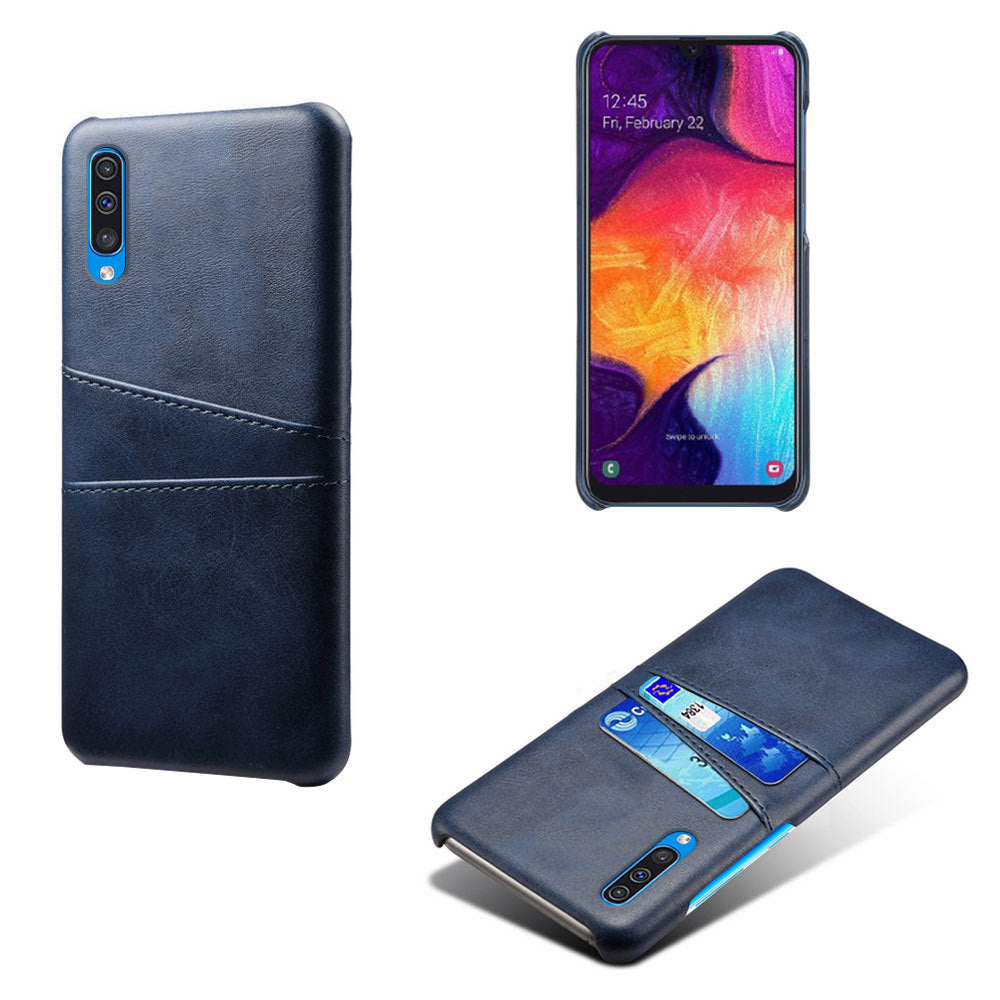 HKM-968275 Samsung Compatible Calf Leather Phone Case - Black Rear Cover for A50