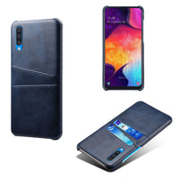 HKM-968275 Samsung Compatible Calf Leather Phone Case - Black Rear Cover for A50