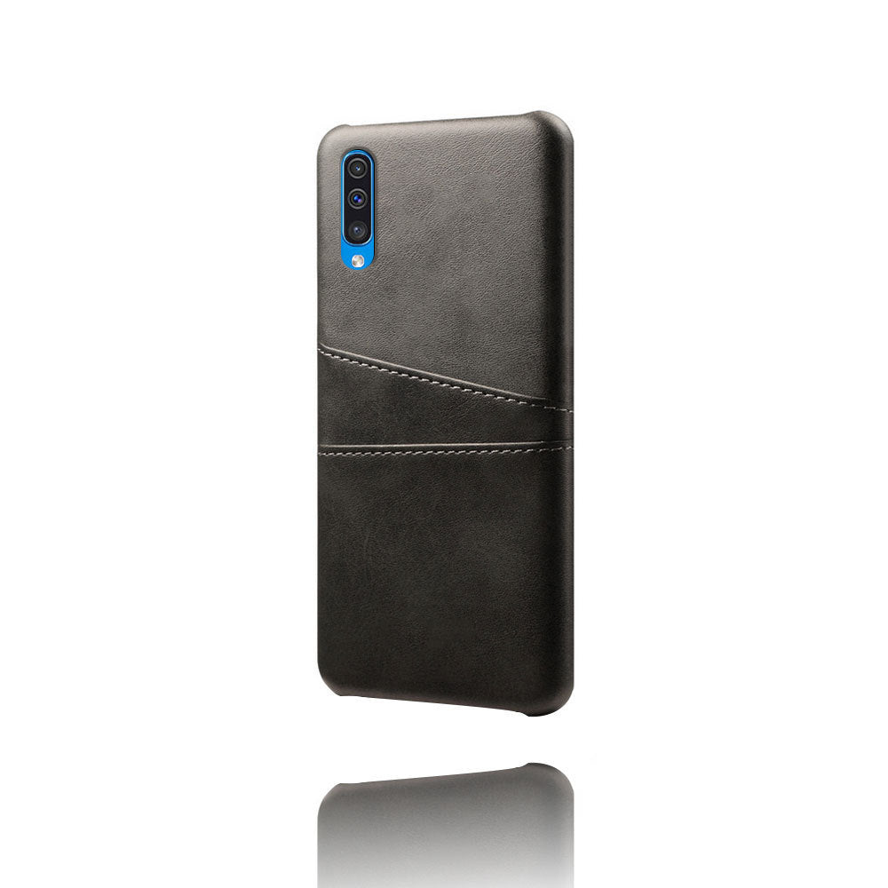 HKM-968275 Samsung Compatible Calf Leather Phone Case - Black Rear Cover for A50