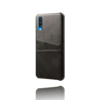 HKM-968275 Samsung Compatible Calf Leather Phone Case - Black Rear Cover for A50