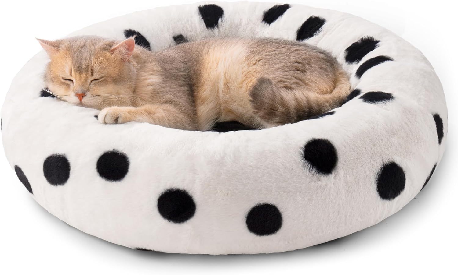 HKM-968467 Cozy Round Cat and Small Dog Bed - 23-Inch Soft Washable Bed with Non-Slip Base