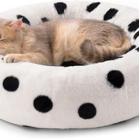 HKM-968467 Cozy Round Cat and Small Dog Bed - 23-Inch Soft Washable Bed with Non-Slip Base
