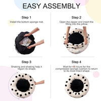 HKM-968467 Cozy Round Cat and Small Dog Bed - 23-Inch Soft Washable Bed with Non-Slip Base