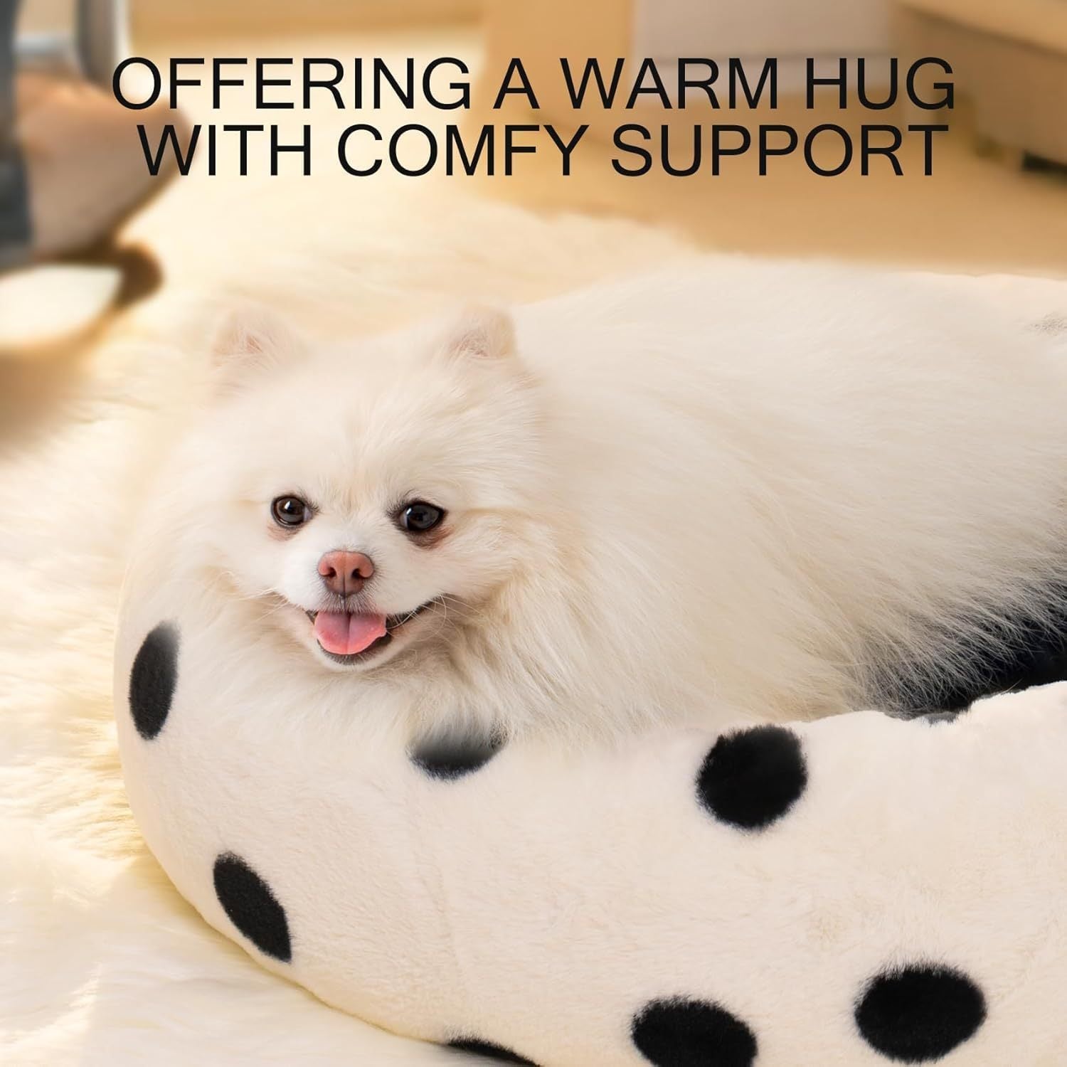 HKM-968467 Cozy Round Cat and Small Dog Bed - 23-Inch Soft Washable Bed with Non-Slip Base