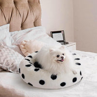 HKM-968467 Cozy Round Cat and Small Dog Bed - 23-Inch Soft Washable Bed with Non-Slip Base