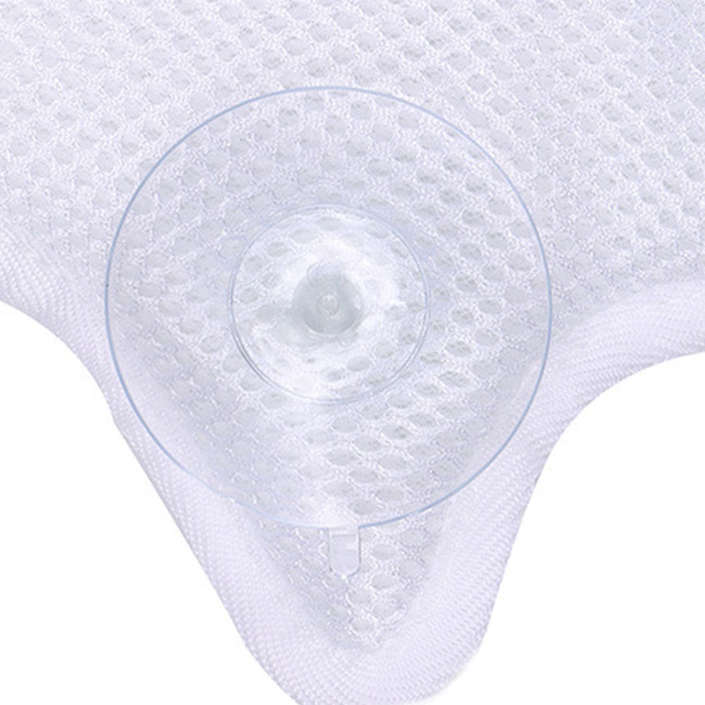 HKM-968467 Ergonomic Bath Pillow with Strong Suction Cups and Quick-Drying Mesh Fabric