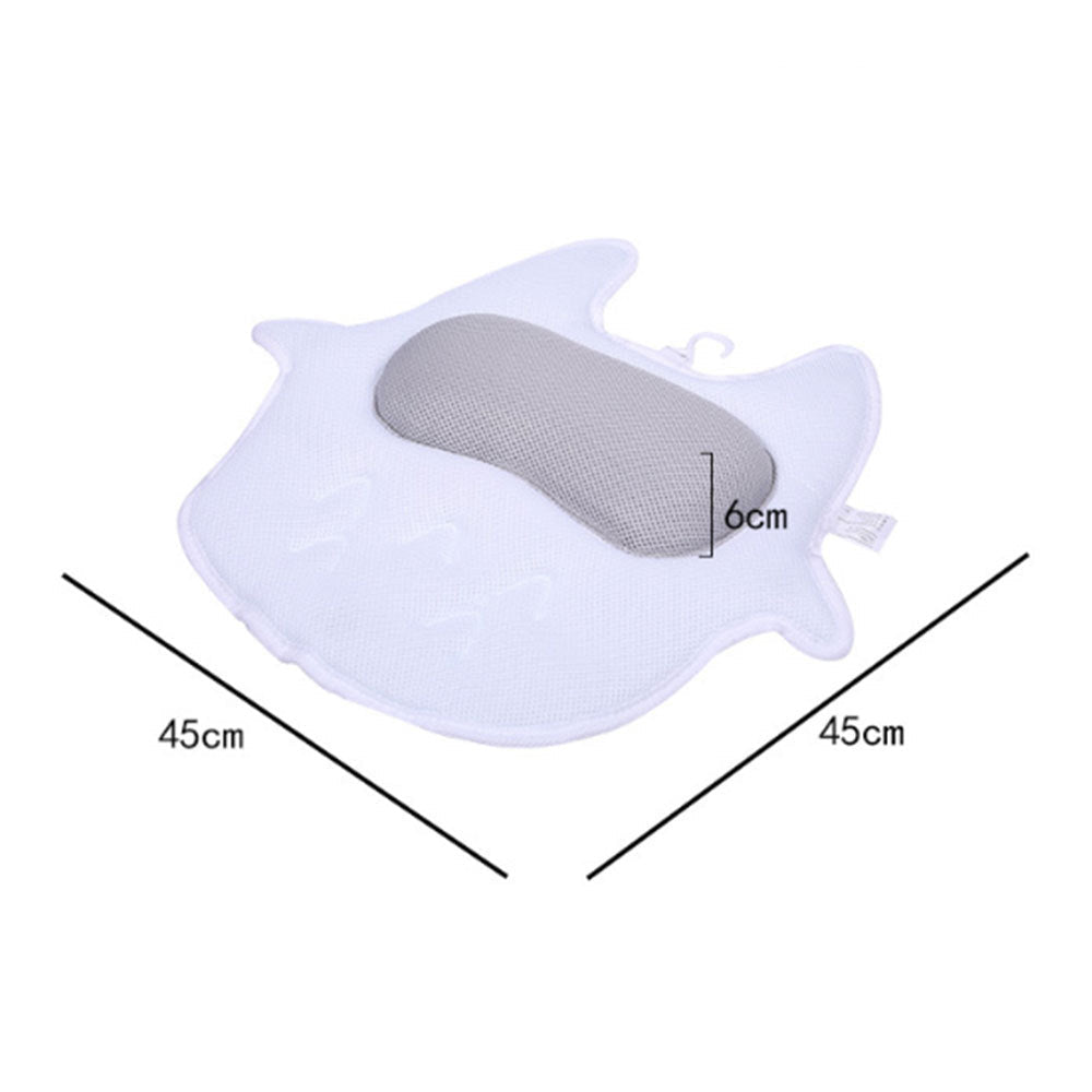 HKM-968467 Ergonomic Bath Pillow with Strong Suction Cups and Quick-Drying Mesh Fabric