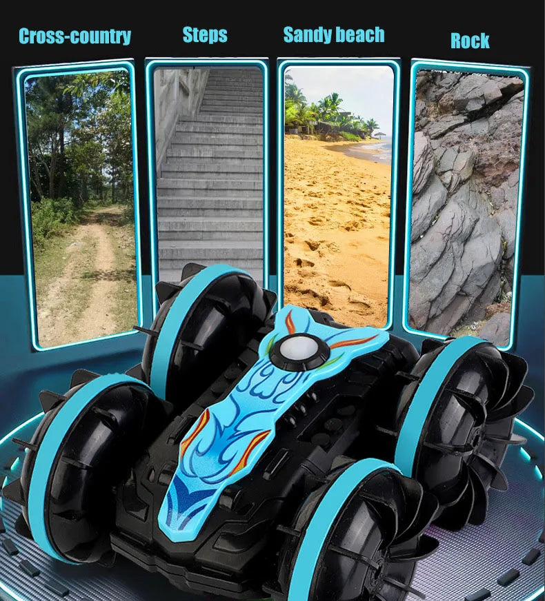 HKM-968595 Amphibious 2.4G 4x4 RC Stunt Car with Dual-Sided Driving and 360° Gesture Control for Kids