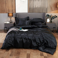 HKM-968659 Imitation Silk 4-Piece Bedding Set with Duvet Cover and Bed Sheet, 220x240 cm Size