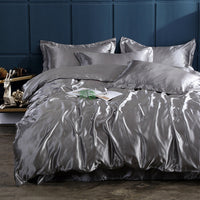 HKM-968659 Imitation Silk 4-Piece Bedding Set with Duvet Cover and Bed Sheet, 220x240 cm Size