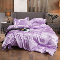 HKM-968659 Imitation Silk 4-Piece Bedding Set with Duvet Cover and Bed Sheet, 220x240 cm Size