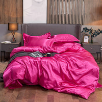 HKM-968659 Imitation Silk 4-Piece Bedding Set with Duvet Cover and Bed Sheet, 220x240 cm Size