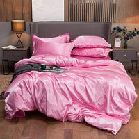 HKM-968659 Imitation Silk 4-Piece Bedding Set with Duvet Cover and Bed Sheet, 220x240 cm Size