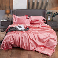 HKM-968659 Imitation Silk 4-Piece Bedding Set with Duvet Cover and Bed Sheet, 220x240 cm Size