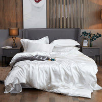 HKM-968659 Imitation Silk 4-Piece Bedding Set with Duvet Cover and Bed Sheet, 220x240 cm Size