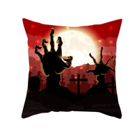 HKM-968723 Cartoon Velvet Pumpkin Head Pillowcase for Halloween Decor - 45x45cm, Geometric Design