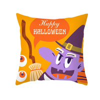 HKM-968723 Cartoon Velvet Pumpkin Head Pillowcase for Halloween Decor - 45x45cm, Geometric Design