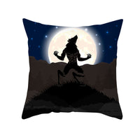 HKM-968723 Cartoon Velvet Pumpkin Head Pillowcase for Halloween Decor - 45x45cm, Geometric Design