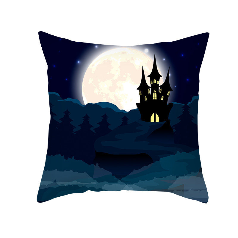HKM-968723 Cartoon Velvet Pumpkin Head Pillowcase for Halloween Decor - 45x45cm, Geometric Design
