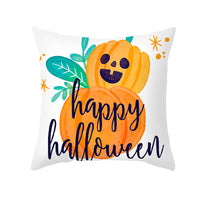 HKM-968723 Cartoon Velvet Pumpkin Head Pillowcase for Halloween Decor - 45x45cm, Geometric Design
