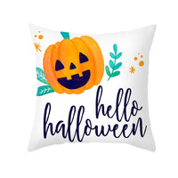 HKM-968723 Cartoon Velvet Pumpkin Head Pillowcase for Halloween Decor - 45x45cm, Geometric Design