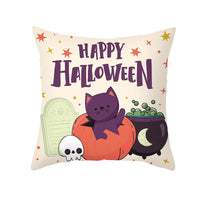 HKM-968723 Cartoon Velvet Pumpkin Head Pillowcase for Halloween Decor - 45x45cm, Geometric Design