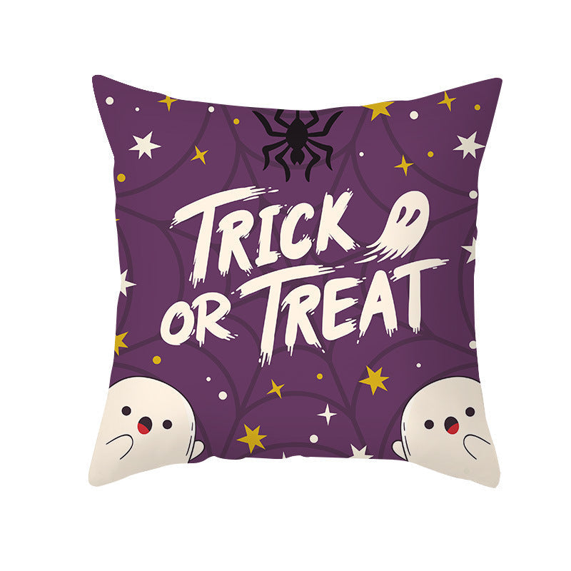 HKM-968723 Cartoon Velvet Pumpkin Head Pillowcase for Halloween Decor - 45x45cm, Geometric Design