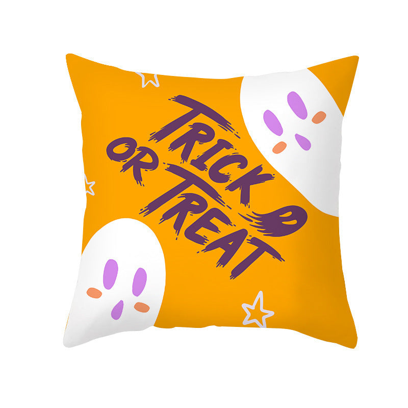 HKM-968723 Cartoon Velvet Pumpkin Head Pillowcase for Halloween Decor - 45x45cm, Geometric Design
