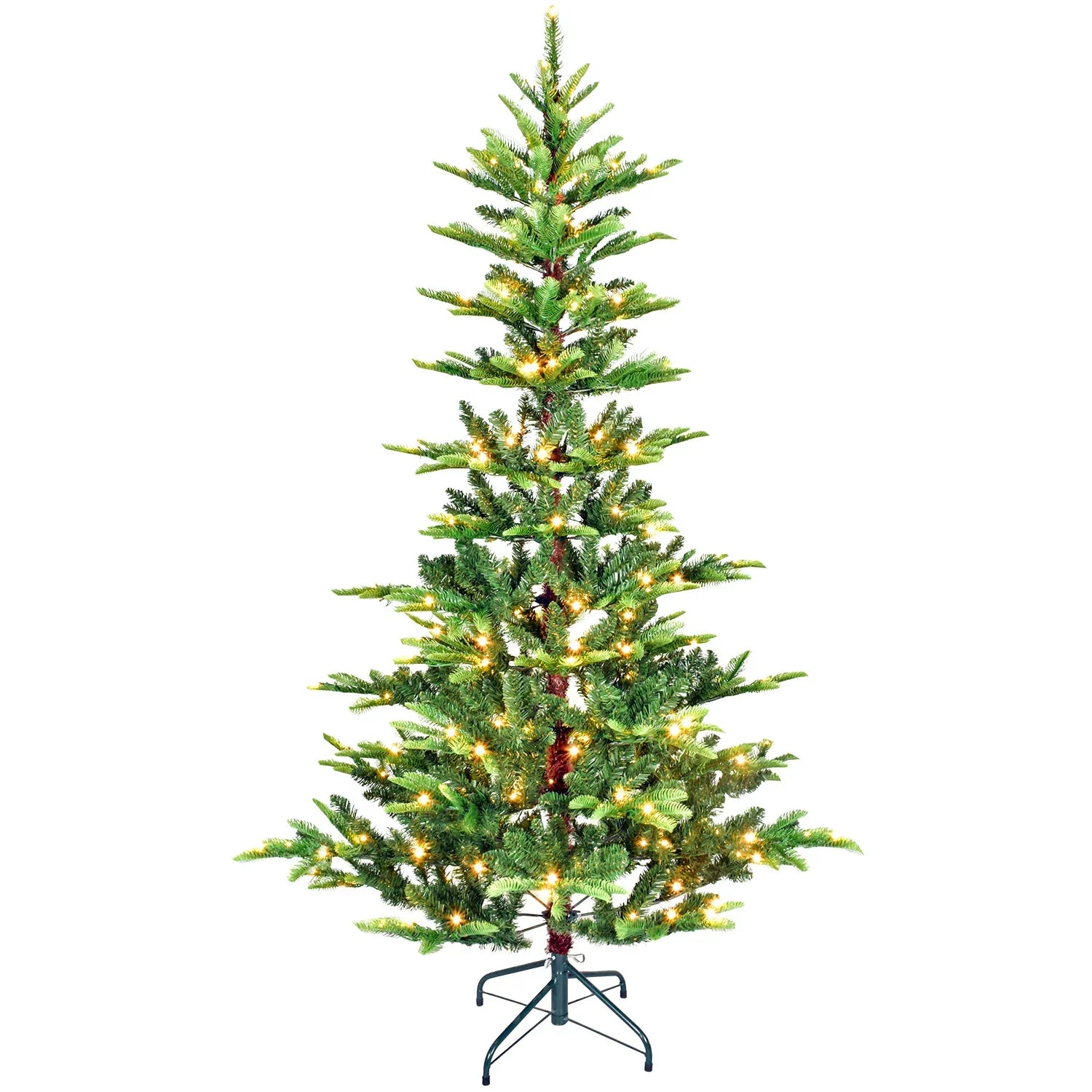 KTX-968787 7ft Pine Christmas Tree with Warm LED Lighting for Indoor Living Room Decoration