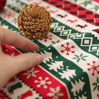 HKM-968787 Christmas-Themed Cotton and Linen Tablecloth for Rectangular and Round Tables