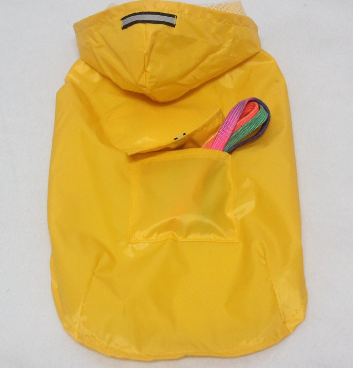 HKM-968979 Waterproof All-in-One Dog Raincoat with Reflective Stripes and Breathable Mesh Lining