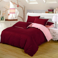 HKM-969107 Solid Color Polyester Bedding Set - 4-Piece Duvet Cover and Bed Sheet Collection (Various Sizes Available)