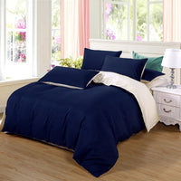 HKM-969107 Solid Color Polyester Bedding Set - 4-Piece Duvet Cover and Bed Sheet Collection (Various Sizes Available)