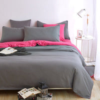 HKM-969107 Solid Color Polyester Bedding Set - 4-Piece Duvet Cover and Bed Sheet Collection (Various Sizes Available)