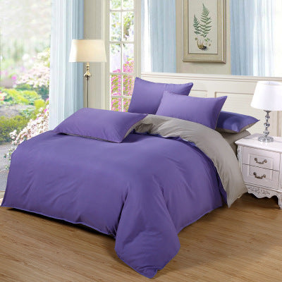 HKM-969107 Solid Color Polyester Bedding Set - 4-Piece Duvet Cover and Bed Sheet Collection (Various Sizes Available)