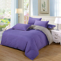 HKM-969107 Solid Color Polyester Bedding Set - 4-Piece Duvet Cover and Bed Sheet Collection (Various Sizes Available)