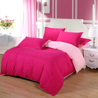 HKM-969107 Solid Color Polyester Bedding Set - 4-Piece Duvet Cover and Bed Sheet Collection (Various Sizes Available)