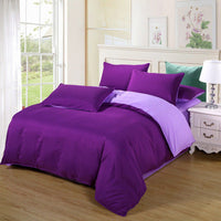 HKM-969107 Solid Color Polyester Bedding Set - 4-Piece Duvet Cover and Bed Sheet Collection (Various Sizes Available)