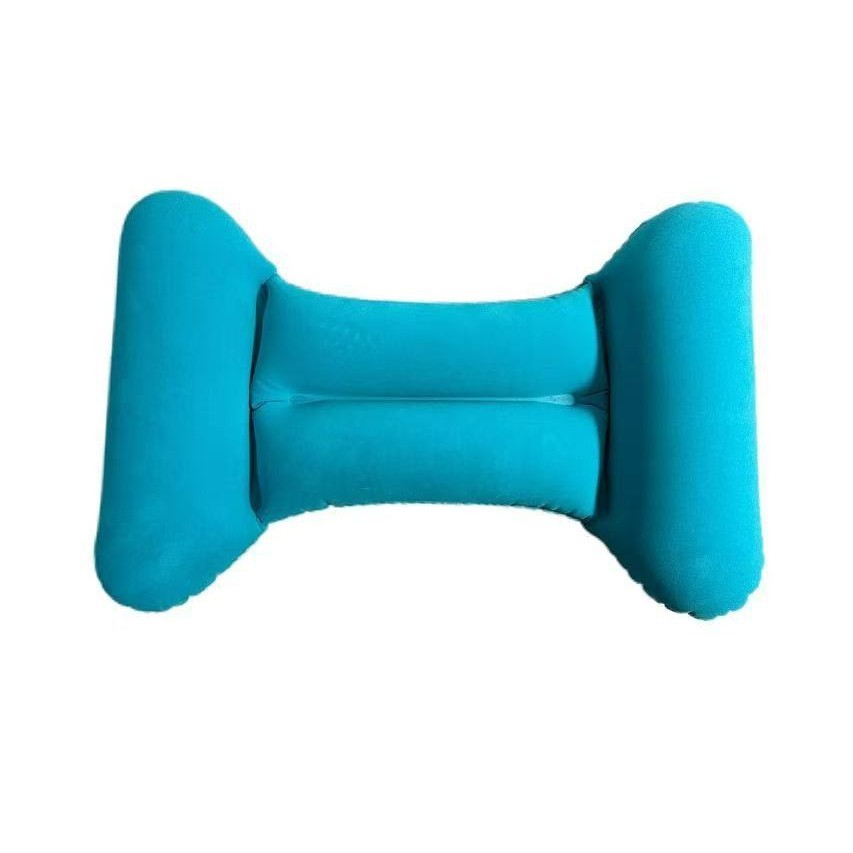 HKM-969299 H-Type Inflatable Backrest Pillow for Car Travel - Gray, Dark Blue, Peacock Blue