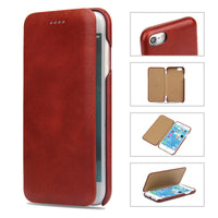 HKM-969427 First Layer Cowhide Flip Leather Case for Apple Phones - Business Style with Handmade Oil Wax Texture