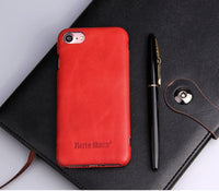 HKM-969427 First Layer Cowhide Flip Leather Case for Apple Phones - Business Style with Handmade Oil Wax Texture