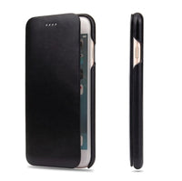 HKM-969427 First Layer Cowhide Flip Leather Case for Apple Phones - Business Style with Handmade Oil Wax Texture