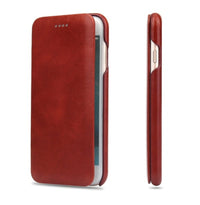 HKM-969427 First Layer Cowhide Flip Leather Case for Apple Phones - Business Style with Handmade Oil Wax Texture