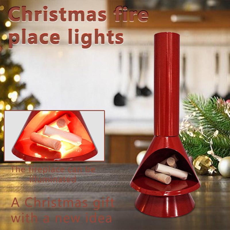 HKM-969619 Luminous Christmas Fireplace Decoration - 9x21.5cm Red, White, Yellow, Blue Light Display