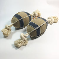 HKM-969811 Linen Cotton Rope Dog Toy - Bite-Resistant Rugby Training Ball with Built-in Bell, 24cm