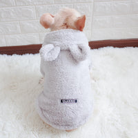 HKM-969939 Cozy Coral Fleece Bear Hooded Vest for Pets in Grey, Pink, Apricot - Two-Legged Bunny Costume