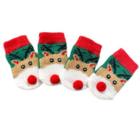 HKM-970003 Christmas-Themed Pet Dog Socks with Cartoon Designs - Elk and Snowman Patterns in Various Sizes