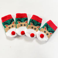 HKM-970003 Christmas-Themed Pet Dog Socks with Cartoon Designs - Elk and Snowman Patterns in Various Sizes