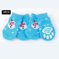 HKM-970003 Christmas-Themed Pet Dog Socks with Cartoon Designs - Elk and Snowman Patterns in Various Sizes