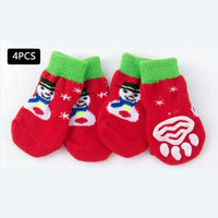 HKM-970003 Christmas-Themed Pet Dog Socks with Cartoon Designs - Elk and Snowman Patterns in Various Sizes